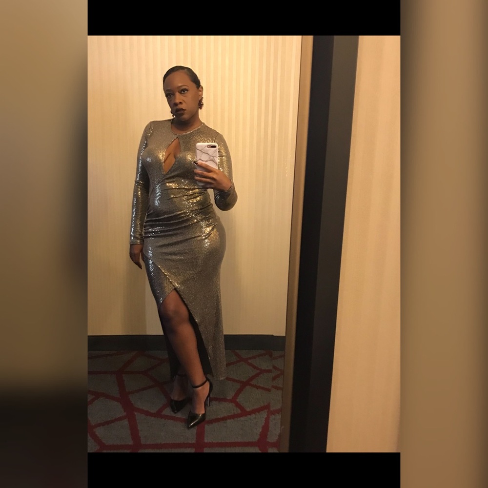 Golden Sequins Wrap Dress